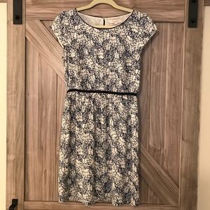 Ann Taylor Loft Blue and White Flower Dress